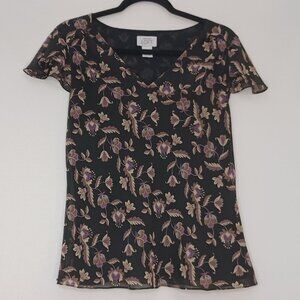 Women's Ann Taylor Loft Summer/Spring Floral Sheer w/ Black Lining Top Size Med